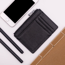 Fashion ultra-thin large capacity leather bank card Bag Mens multi card position first layer cowhide certificate position zipper coin wallet