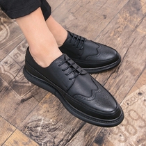 Spring Bullock carved mens shoes retro Inron wind round head lacing Han version Breathable Wave Shoes Men Casual Leather Shoes