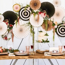 Party fans birthday package Party arrangement Golden series colorful flag flower festival paper fan decoration