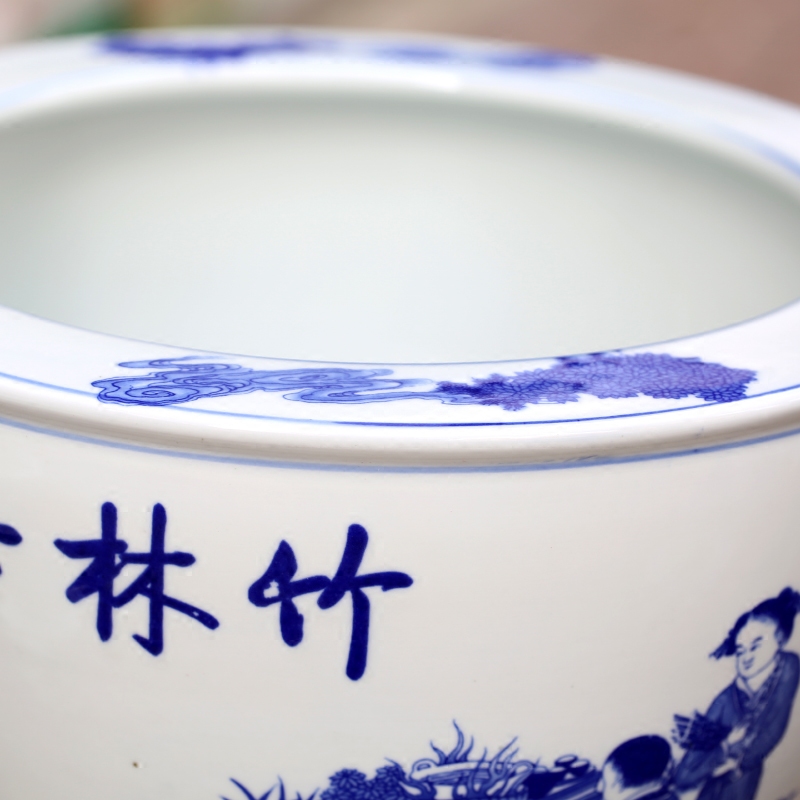 Seven sages of bamboo forest jingdezhen ceramic goldfish bowl sitting room office desktop furnishing articles large fish basin tortoise cylinder