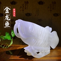 Natural Jade Arowana Ornament Home Living Room Lucky Jewelry Business Housewarming Office Store Opening Gift