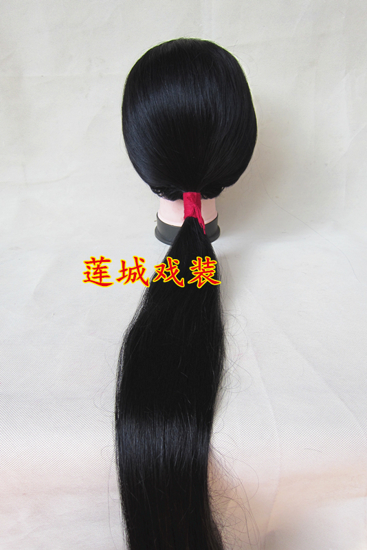  Peking Opera Wig for Women, Traditional Costume Hairpiece, Real Hair Headgear, Real Human Hair for Theatrical and Film Performances