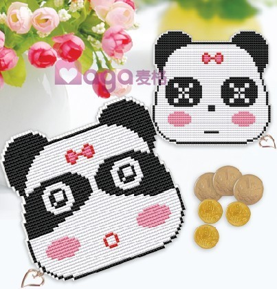 One piece (cross embroidered material bag) with zero wallet and small leather clip cartoon 010 Kung Fu Panda