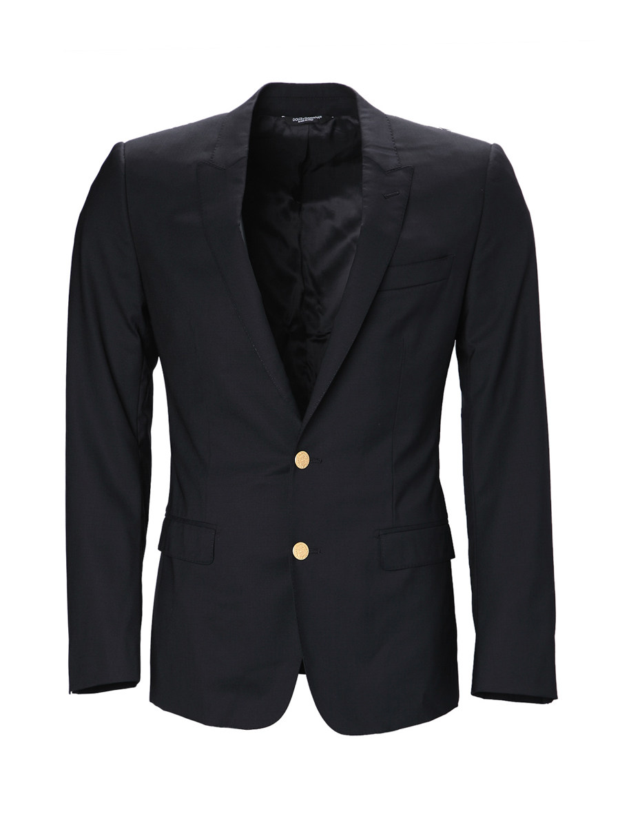 Dolce&Gabbana 黑色戗驳领金属扣饰西装外套