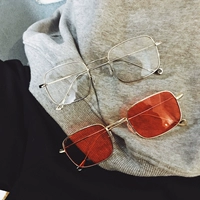 Mới dây vàng retro bên vuông ống kính màu trong suốt kính kim loại khung kính râm kính râm nam nữ mat kinh hang hieu