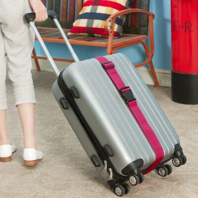 Travel suitcase for travel abroad One word for bag with suitcase Reinforced Care Strap (5cm black buckle)