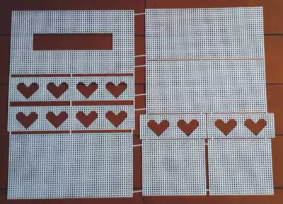 Cut board three-dimensional cross stitch kit peach heart 4 heart tissue box plastic mesh three-dimensional embroidery material