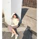Bellas2018 mùa thu nữ dây kéo quây top màu be trắng thời trang mỏng khí chất mỏng đan áo thun áo khoác len nữ ngắn Đan Cardigan