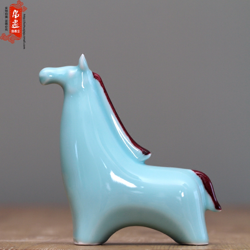 Jingdezhen ceramic furnishing articles horse zodiac dog desktop celadon hand the family decorates a small place decoration is to express it