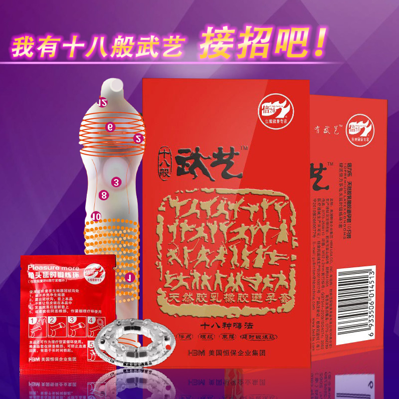 倍力乐 武艺避孕套 大颗粒螺纹安全套情趣阻复情趣用品计生用品XM