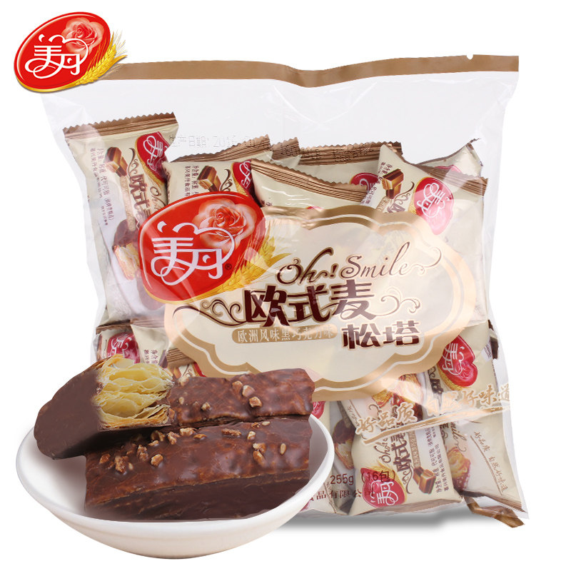 【天猫超市】美丹 欧式麦黑巧克力味松塔255g 早餐饼干休闲零食%#