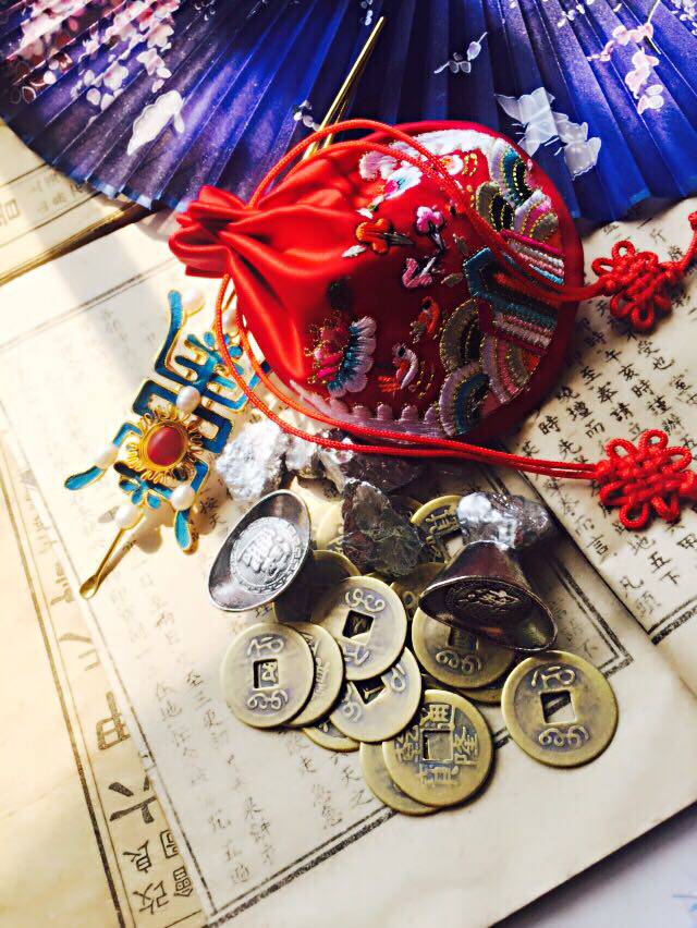 Original Hanfu Accessories Cos Lee Ware Ancient Wind Embroidered Lotus purse full 49