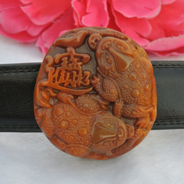 Yunnan Longling Yellow Dragon Jade Belt Buckle Jade Golden Toad Belt Buckle