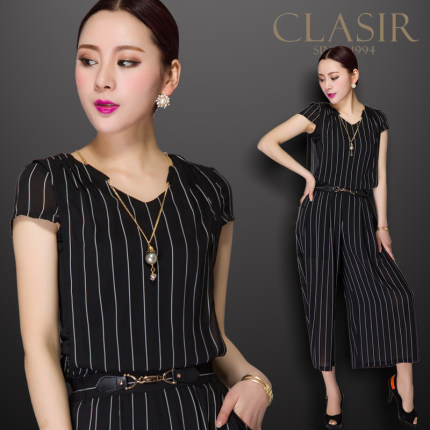 2016夏季新款名媛小香风女装两件套短袖阔腿