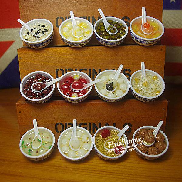 Green Bean Soup Lotus Seed Red Date Meatballs Emulated Solid Food Fridge Sticker Magnetic Stickers Decoration Gift