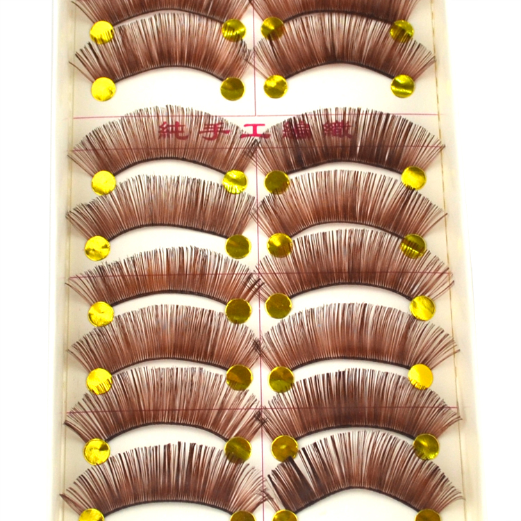 Coffee Brown Color Pure Artisanal Fake Eyelash Cosplay Stage Performance Thick and Exaggerated Transparent Stalk Eyelash