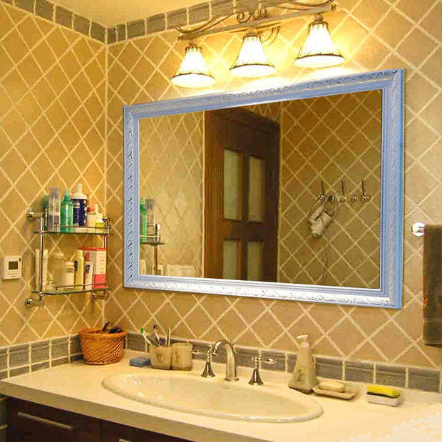 Solid wood new Haoyi bathroom mirror bathroom moisture-proof silver mirror Powder room wall-mounted makeup mirror square decorative mirror