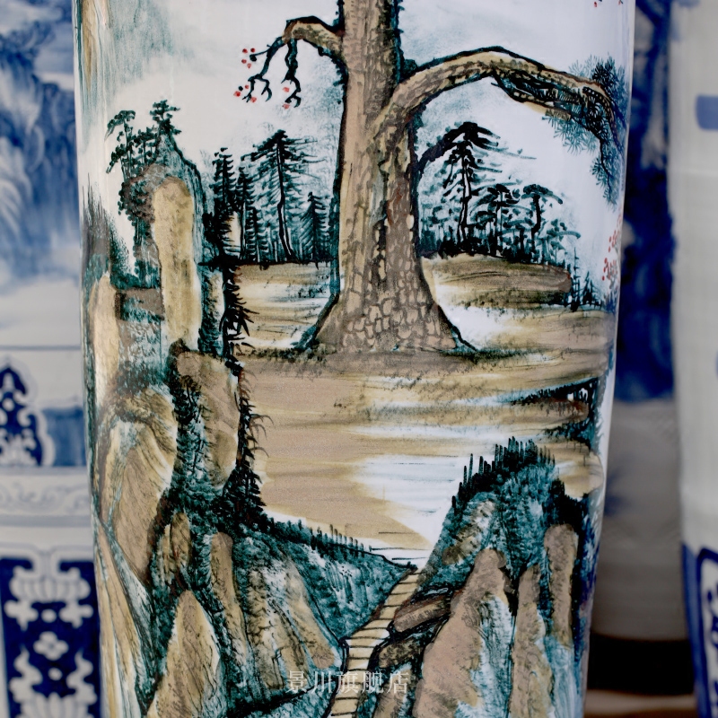 Jingdezhen ceramics hand - made powder enamel mattress wind figure vase home sitting room hotel shop floor furnishing articles