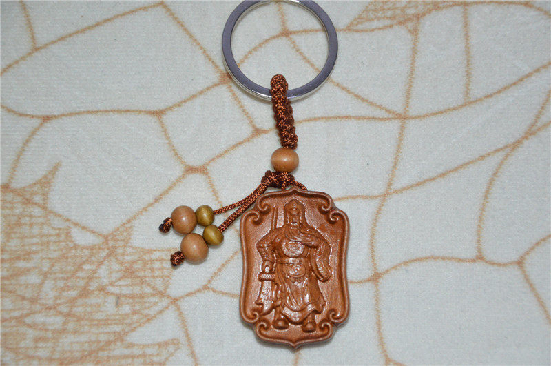 Zhongyi Guan Public Peach Wood Key Buckle Car Key Buckle Pendant Size 4 2 * 2 8 cm