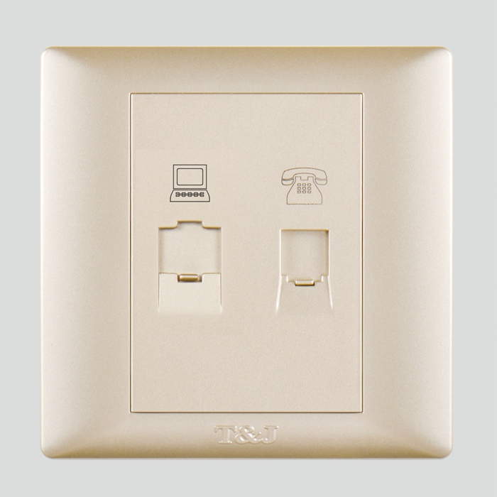 Space-based Electrical Switch Panel Exclusive Sale Pleatrium Series Computer Phone Double Outlet Socket Champagne Gold