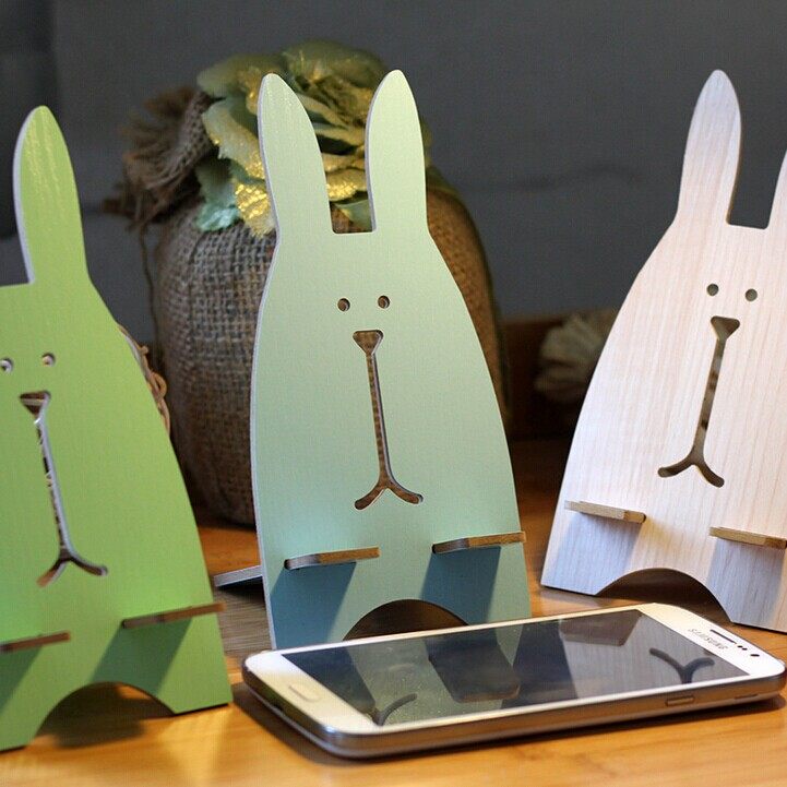 Hot Pins Creative Minima Cartoon Cute Rabbit Sloth Universal Woody Desktop Phone Holder Holder