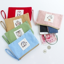 Cartoon coin bag female fabric mini small bag cute zipper canvas clutch mobile phone bag Korean coin bag