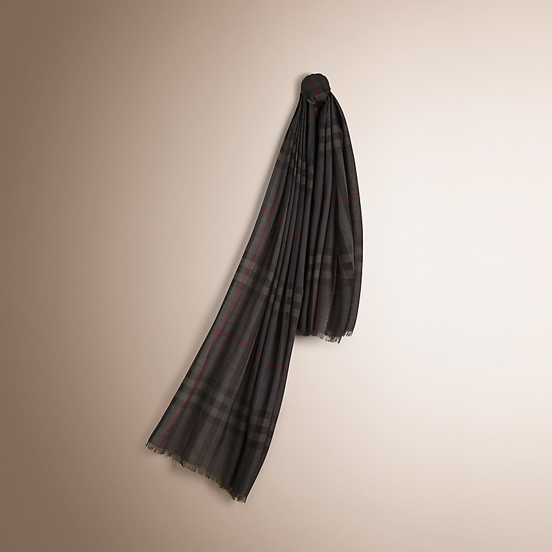 Burberry博柏利 格纹丝毛混纺轻质围巾 39954841