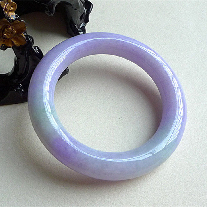Round clause A cargo old pit jade bracelet violet crack-free Myanmar jade jade bracelet women with certificate KH001