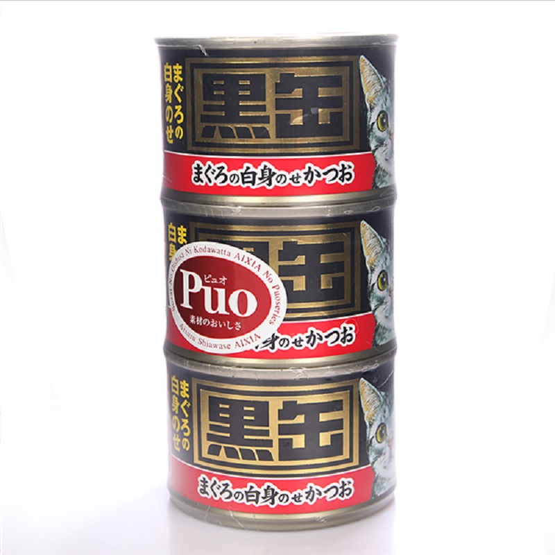 进口猫罐头 日本爱喜雅黑缶系列金枪鱼加蟹丝160g*1罐 猫粮猫零食