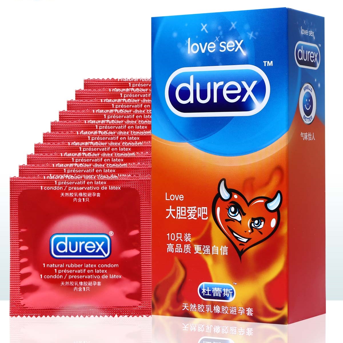 杜蕾斯love大胆爱吧10只装男用避孕套夫妻房事安全套计生用品 wd