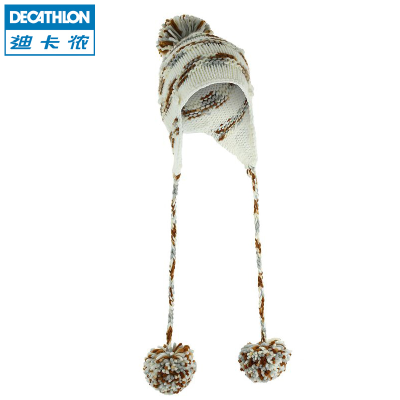 迪卡侬 滑雪运动 女式滑雪帽子 保暖帽 针织帽 双球下摆 WED'ZE