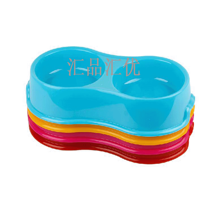 Pet Dog Bowl Dog Basin Common Plastic Double Bowl Kennel Dog Cat Special Large Size Small Number Food Basin Drinker Pet Supplies