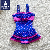 Cô gái áo tắm cho trẻ em Áo tắm màu xanh polka Dot Xiêm Cô gái dễ thương Big Boy Sinh viên Spa đồ bơi cho bé