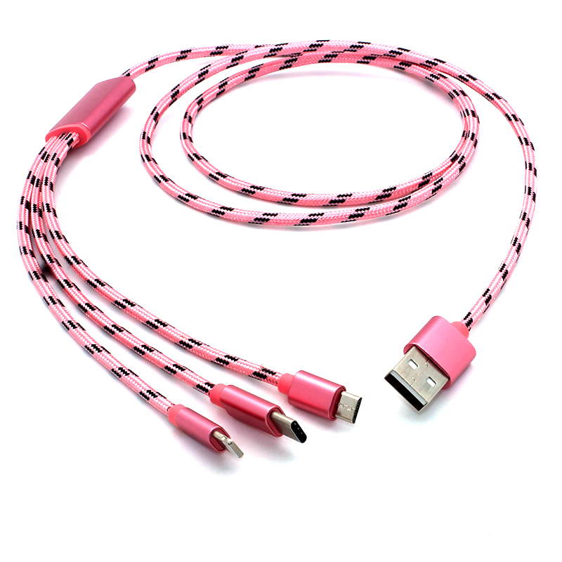 Heart Flying Type-c data line Three-in-one Huawei p9 mobile phone multipurpose multi-head one drag triple multifunction charger typec mobile phone tpyec two-in-one applicable Huawei Xiaomi vivo