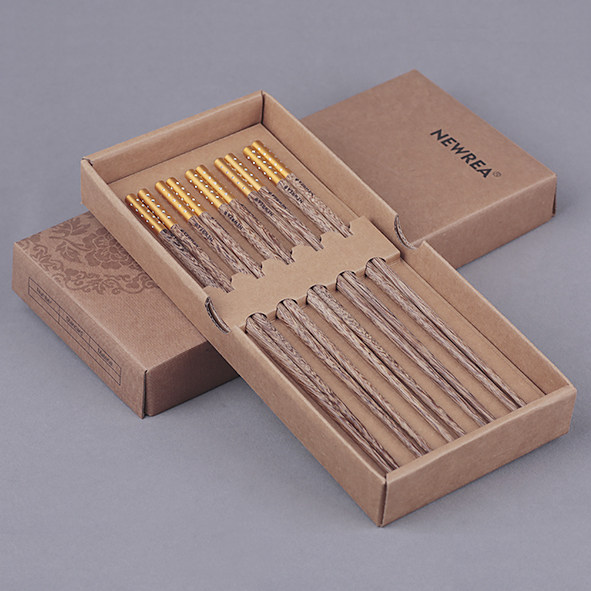 NEWREA cutting-edge chicken wing wood Fuxing Gaozhao five pairs of chopsticks household tableware set