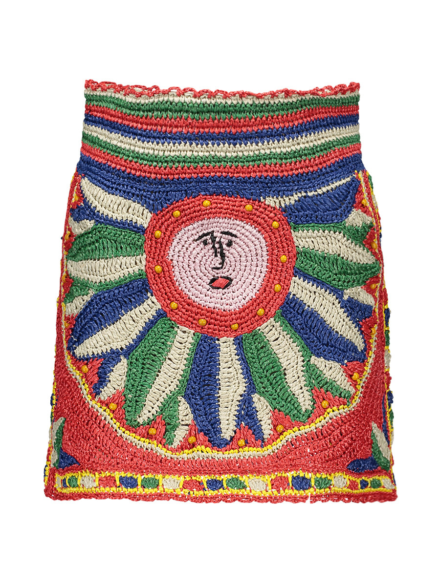 Dolce&Gabbana 拼色太阳花纹编织半身裙
