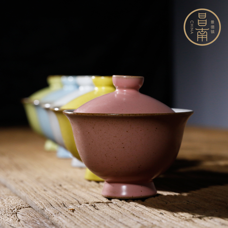 Prosperous south jingdezhen ceramic large tureen kung fu tea tea cups three of the bowl bowl more coarse pottery making tea