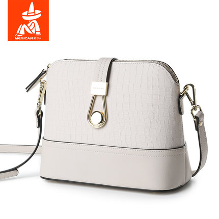 稻草人女包 斜跨包2017春夏新款韩版简约时尚单肩包贝壳包女百搭