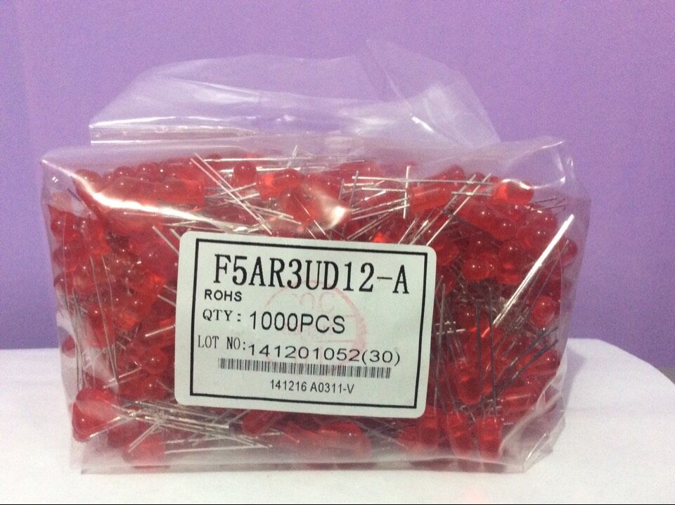 5mm Long Foot High Bright Red Red LED Light Emitting Diode(F5AR3UD12-A)1000PCS Pack