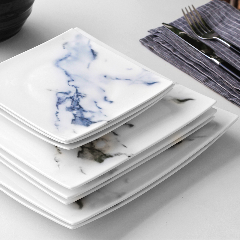 Japanese creative theme ipads porcelain tableware household vegetable dish to western food steak square flat ceramic plate