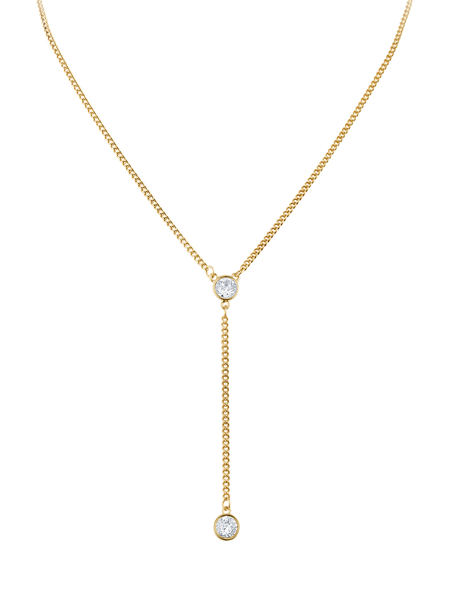 DYRBERG/KERN 金色现代系列闪钻摇曳项链