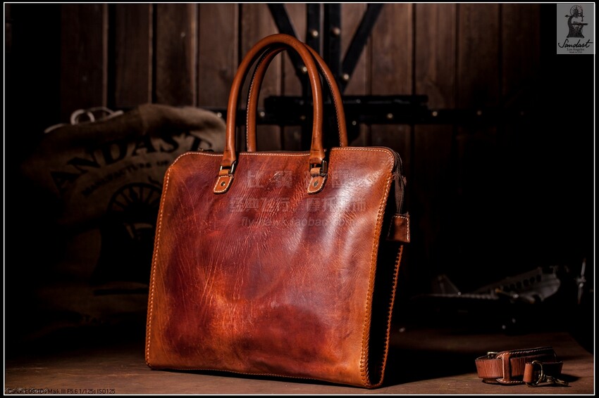 Sandast China's total generation of American handmade horween cowhide Theodore classic retro briefcase