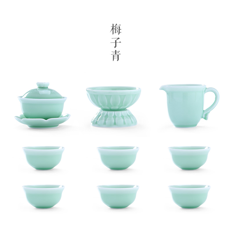 Mingyuan FengTang longquan celadon came only three set of tureen ceramic kung fu tea tieguanyin tea bowls MFT - 068