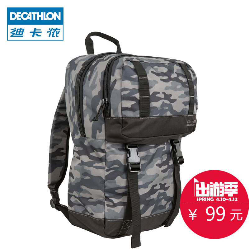 迪卡侬 双肩背包 登山包男户外旅行女迷彩战术骑行包20L SOLOGNAC