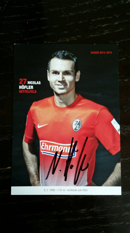 Hofler Germany's Oeu Freiburg official pro-pen signing card