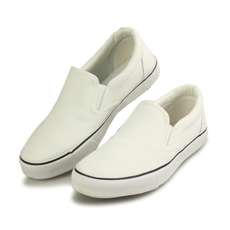 Double star canvas shoes men's and women's shoes a pedal elastic mouth retro deck lazy shoes cloth shoes black and white blue