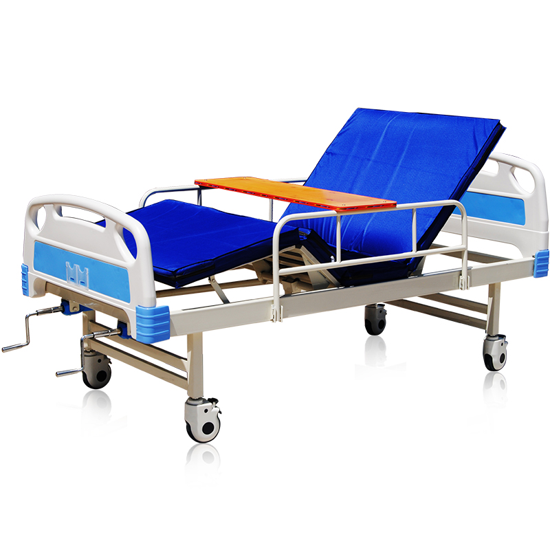 悦邦ABS双摇床铁护栏家用多功能床瘫痪病人理疗床便孔床静音轮JT