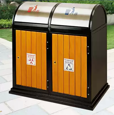 Outdoor classification environmental protection trash bin fruit box Street Peel bucket trash bin wooden outdoor community trash can