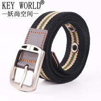 Canvas Belt Lady Male Universal Needle Buttoned Canvas Strap 3 5CM Wide Casual Pants With 100 Hitch Student Military Training