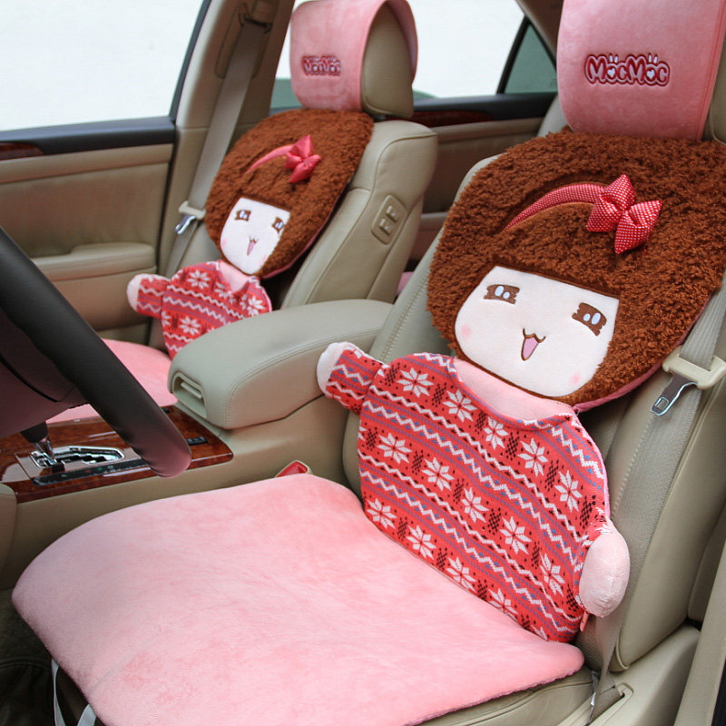 摩丝娃娃 造型女卡通可爱车垫绒布汽车坐垫四季通用汽车座垫